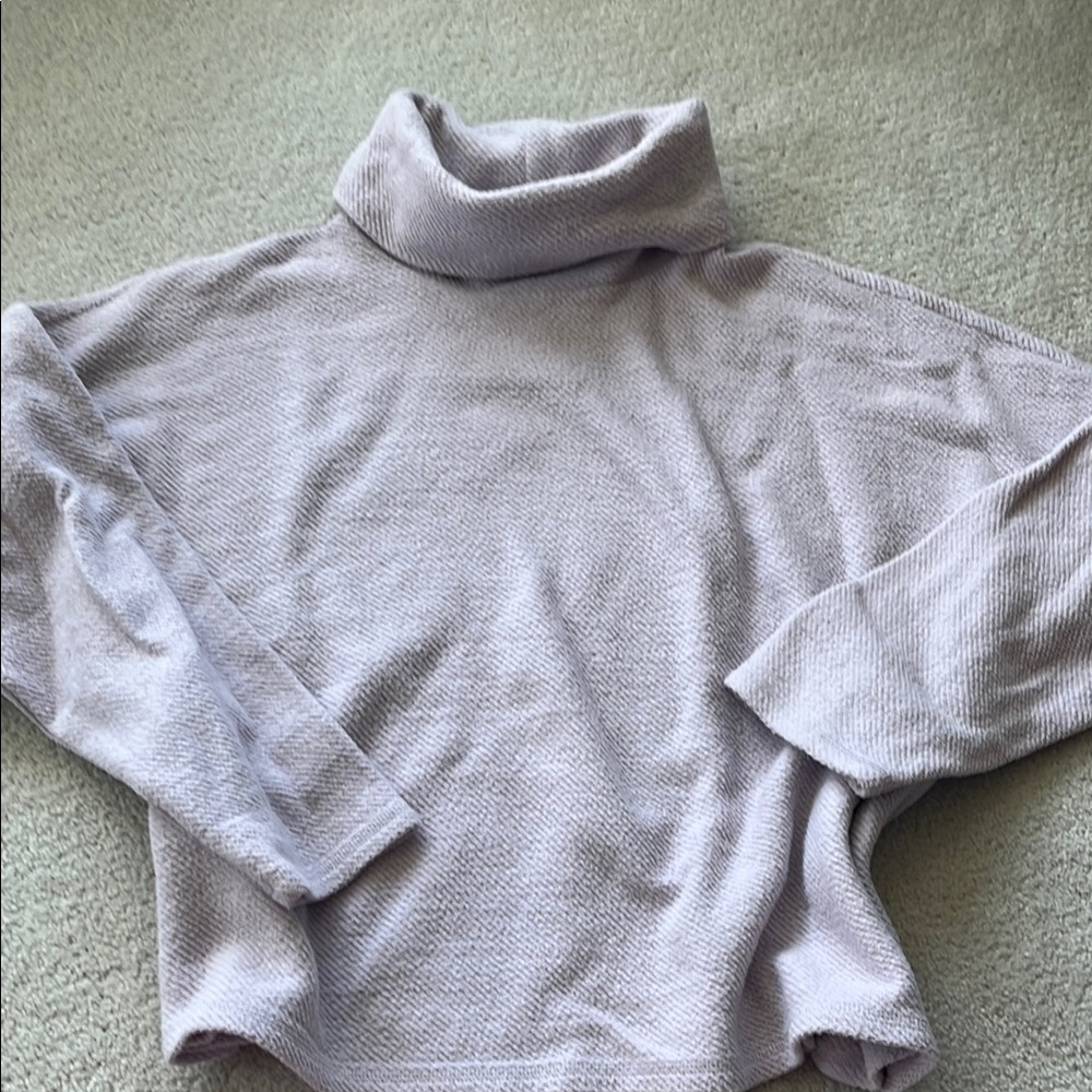 lavender aerie cropped cowl neck sweater